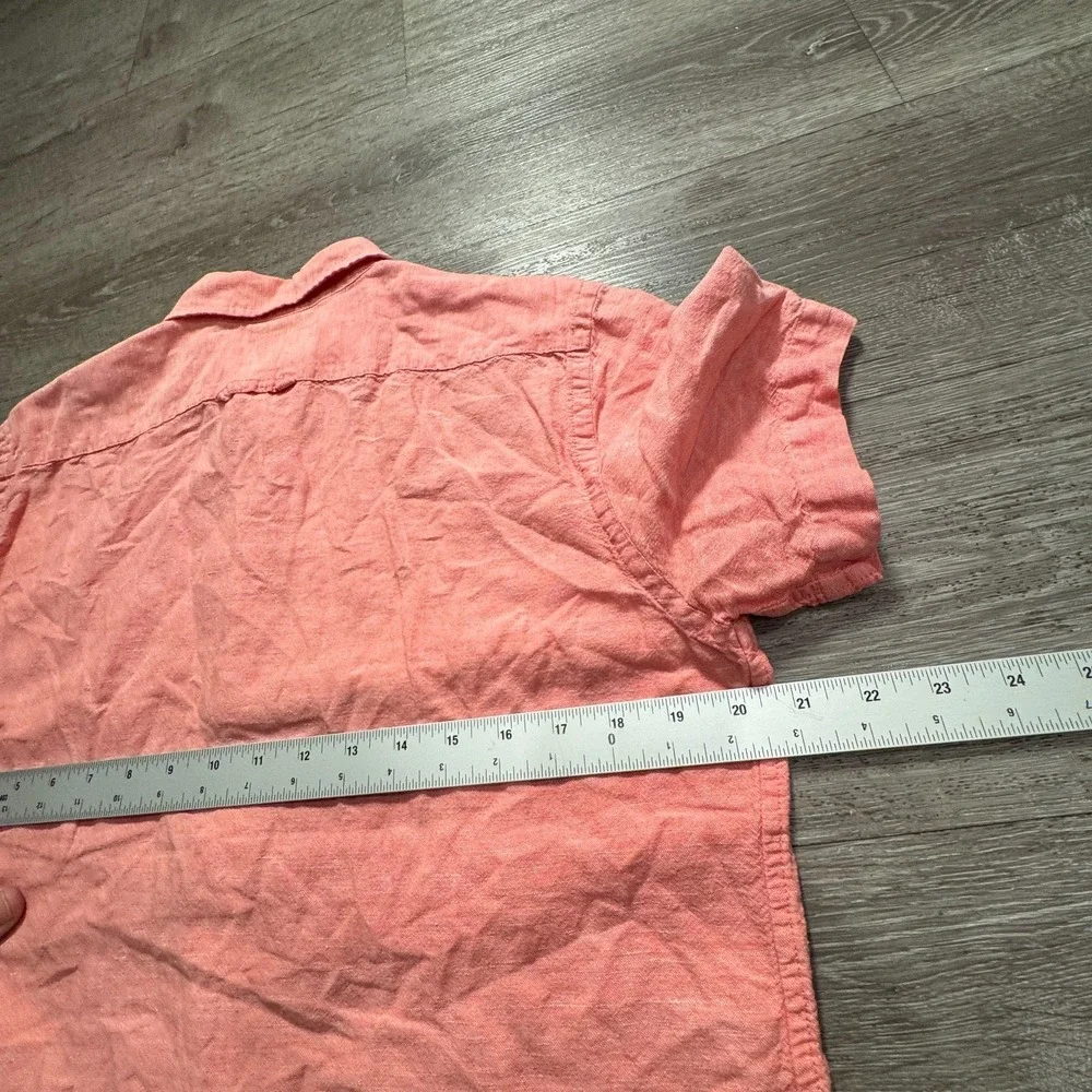 Banana Republic Shirt Mens M Pink Linen Cotton Slim Fit Summer Casual Preppy